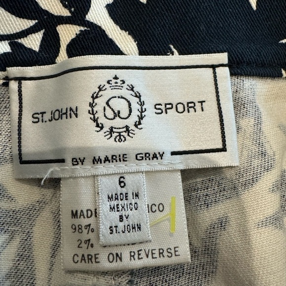 Vintage St. John Sport Marie Gray Black/Cream Floral Pattern Pant/ 6 - Picture 5 of 15